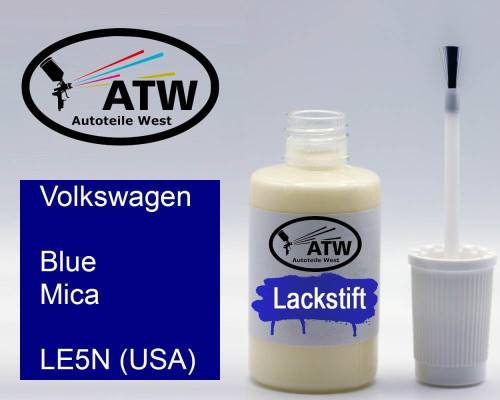 Volkswagen, Blue Mica, LE5N (USA): 20ml Lackstift, von ATW Autoteile West.